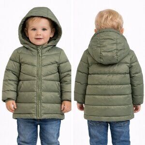 🧥 NWT Wonder Nation Olive Quilted Puffer Jacket – 18 Months